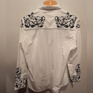 Western Style Men's Shirt Black Embroidered White NWT Size XL